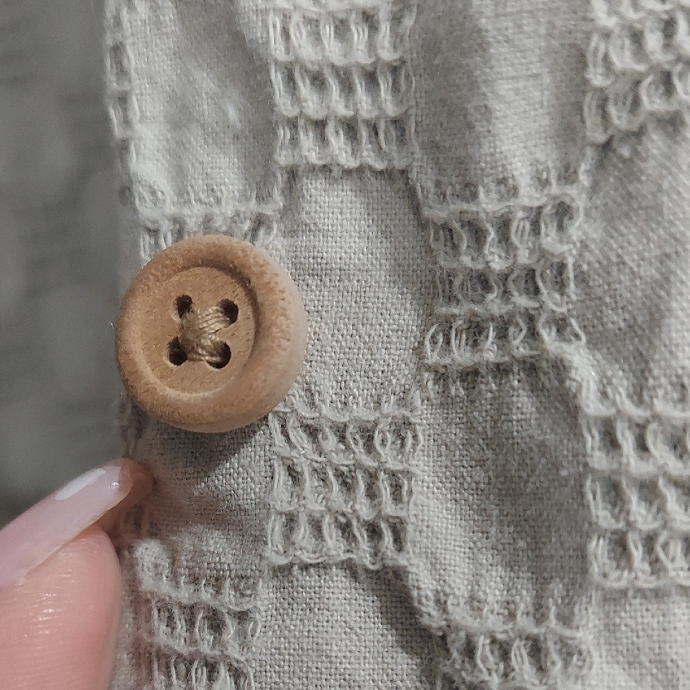 Free People Beige Patterned Button Down Shirt - image 3